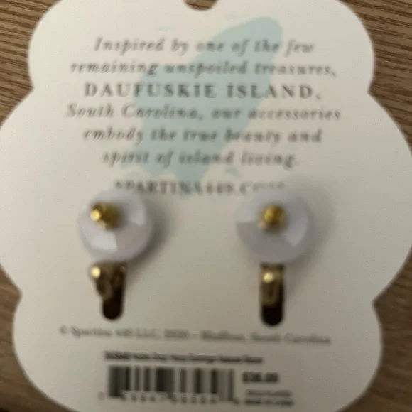 Spartina 449 Gold Earrings with Black and Brown Design - Picture 2 of 3